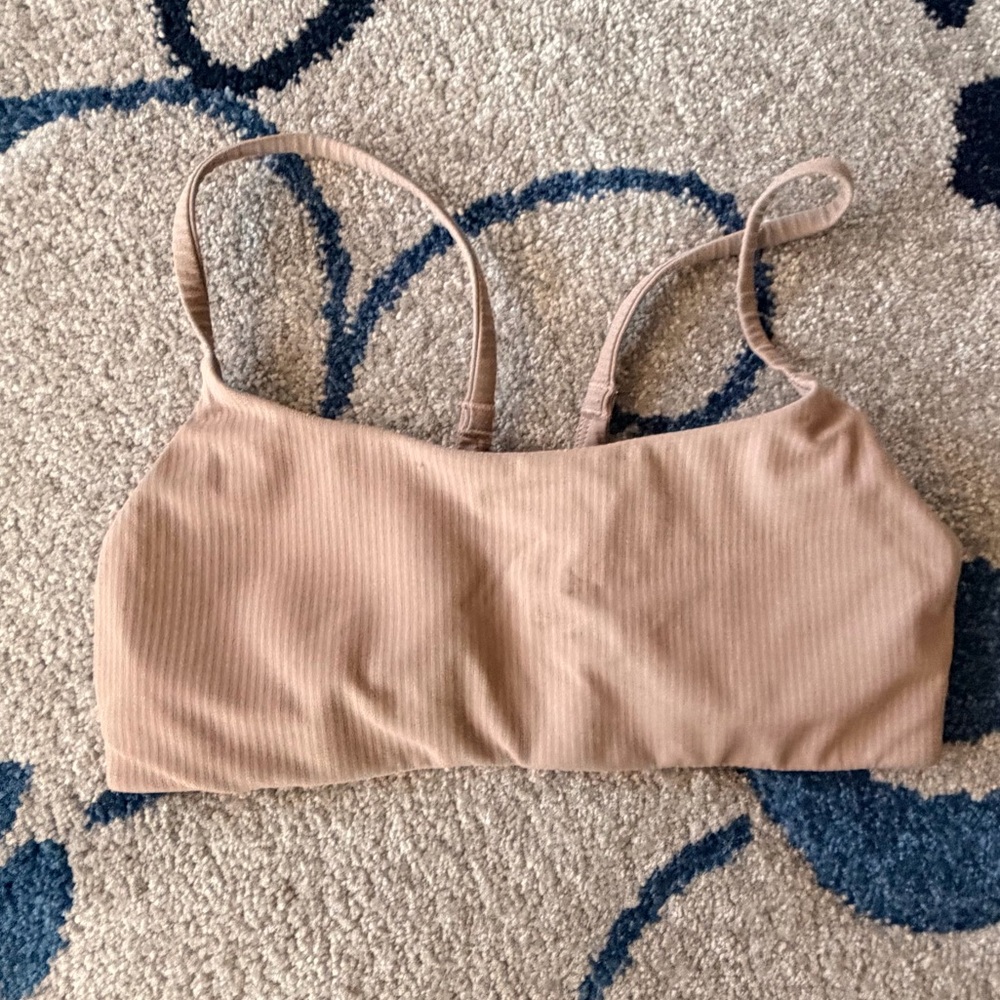 lululemon taupetastic ribbed wunder train strappy racer bra a/b - sz 8